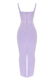 Sweetheart Neck Satin Patchwork Slit Corset Maxi Dresses-Purple Pre Order