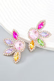 Alloy Rhinestone Floral Decor Dangle Earrings