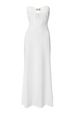 Strapless Sweetheart Neckline Cutout Slim Fit Solid Color Maxi Dresses-White