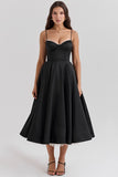 Elegant Cinch Waist Party Bridesmaid Tulle Layered Midi Slip Dresses-Pink