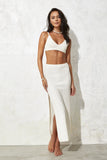 Knit Sleeveless Cropped Top Side Slit Maxi Skirt Set