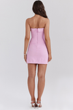 Strapless Corset Decorative Flap Pocket Bodycon Mini Dresses-Pink