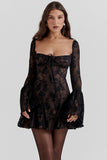 Lace Flared Sleeve Corset A-Line Ruffled Vacation Mini Dresses