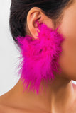 Feather Flowy Cocktail Party Dangle Earrings Necklace