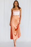 Crossover Back Evening Midi Dress - Pink/Orange