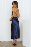 Satin Open Back Gown Slip Maxi Dresses