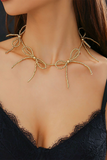 Beads Bow Shape Fashionable Necklace-Gold