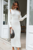 Turtleneck Knit Cardigan Sleeveless Maxi Dresses Set