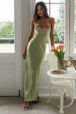 Embroidered Flower Boat Neck High Slit Satin Slim Garden Party Slip Maxi Dresses