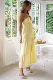 Halter Sleeveless Backless Tiered Pleated Flowy Vacation Maxi Dress