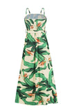 Print Slit Tied Belt Cami Vacation Midi Dresses