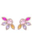 Alloy Rhinestone Floral Decor Dangle Earrings