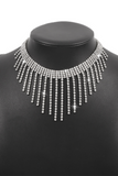 Rhinestone Fringed Pendants Formal Party Necklace-Gold