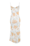 Cowl Neck Floral Print Garden Party Flowy Maxi Slip Dresses-Pink