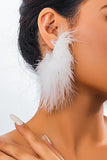 Feather Flowy Cocktail Party Dangle Earrings Necklace