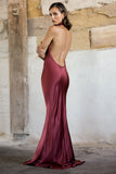 Halter Cowl Neck Backless Gown Party Maxi Dresses-Burgundy