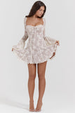 Lace Flared Sleeve Corset A-Line Ruffled Vacation Mini Dresses