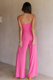 Cut Out Strapless Party Jumpsuit Bubblegum Pants