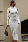 Turtleneck Knit Cardigan Sleeveless Maxi Dresses Set