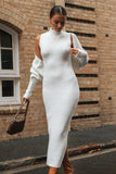 Turtleneck Knit Cardigan Sleeveless Maxi Dresses Set